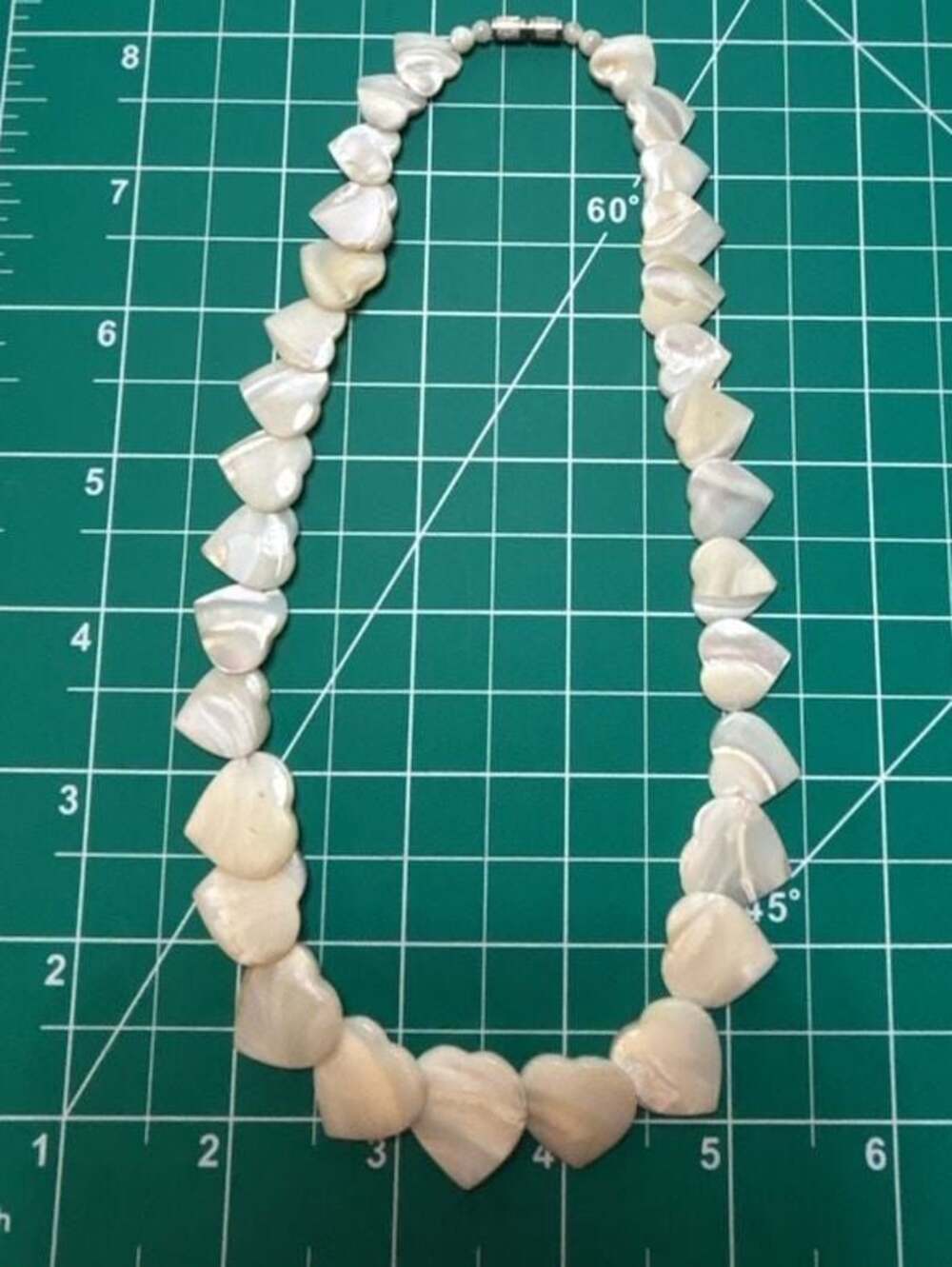 Vintage Avon Mother of Pearl Carved Heart Necklace Shell Strand